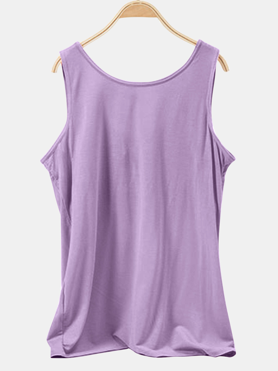 Lavender scoop neck tank top with a relaxed fit.