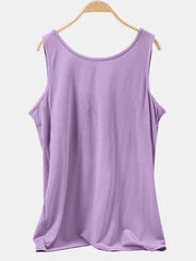 Lavender scoop neck tank top with a relaxed fit.
