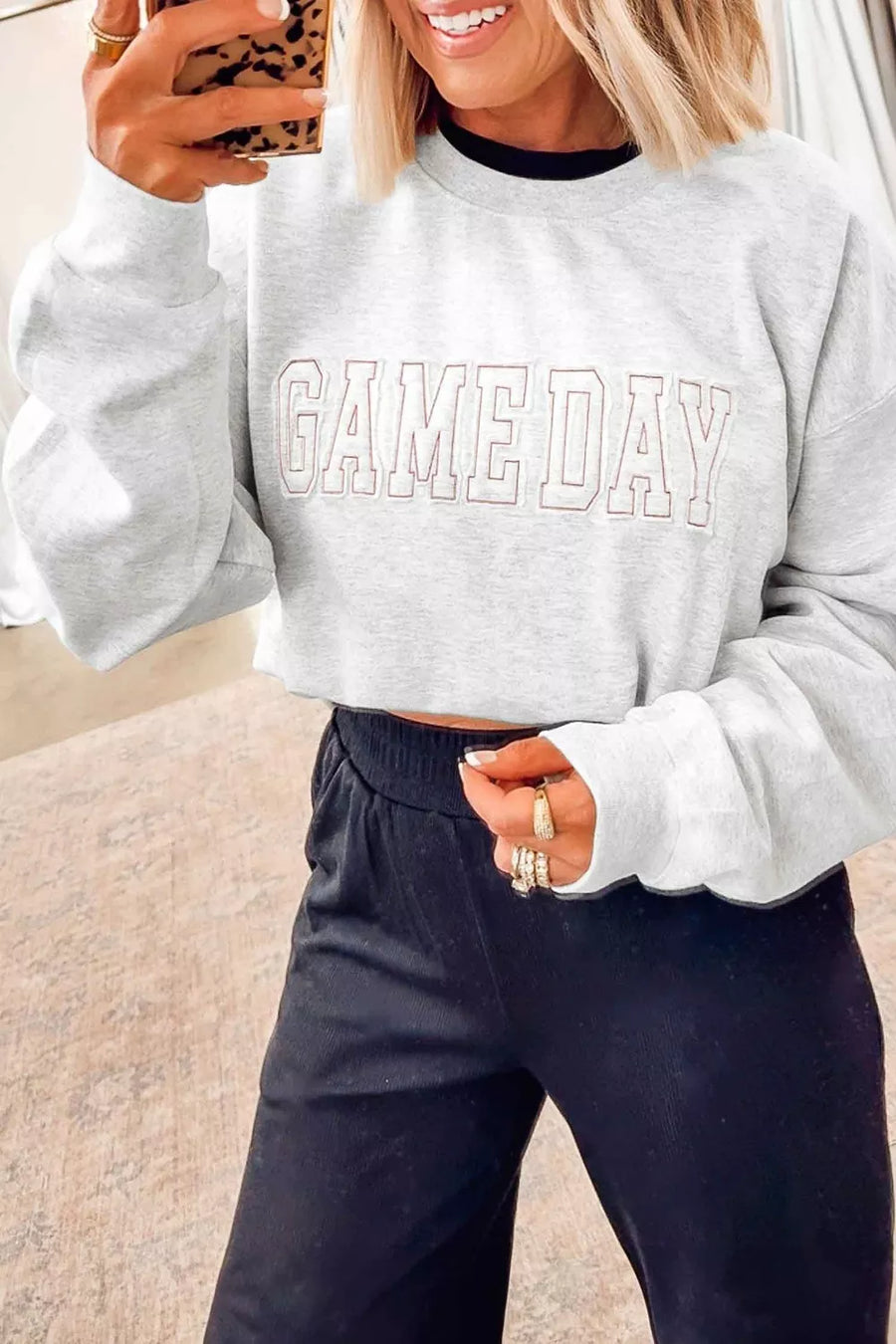 Game Day Letter Embroidery Sweatshirt option 5