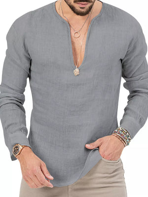 Men's Slim Fit Long Sleeve Blouse Plus Size in Light Blue