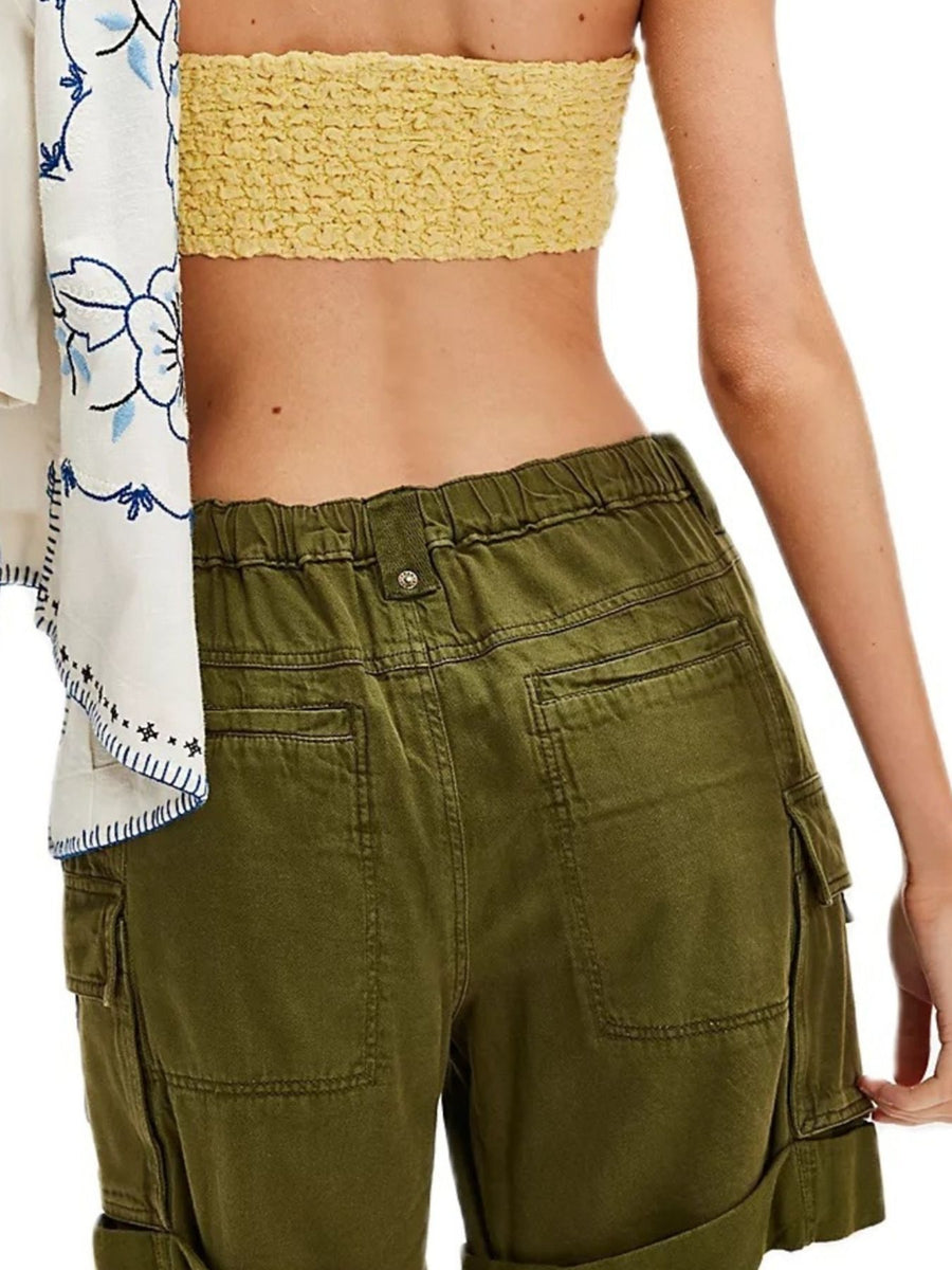 Drawstring Cargo Shorts in White with drawstring waist