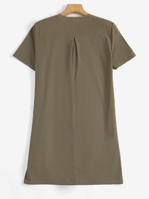 Red blouse with pocketed and short sleeve