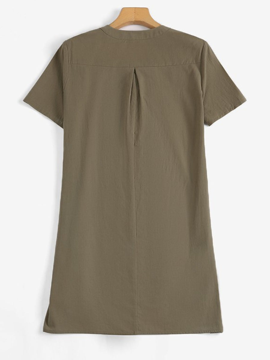 Red blouse with pocketed and short sleeve