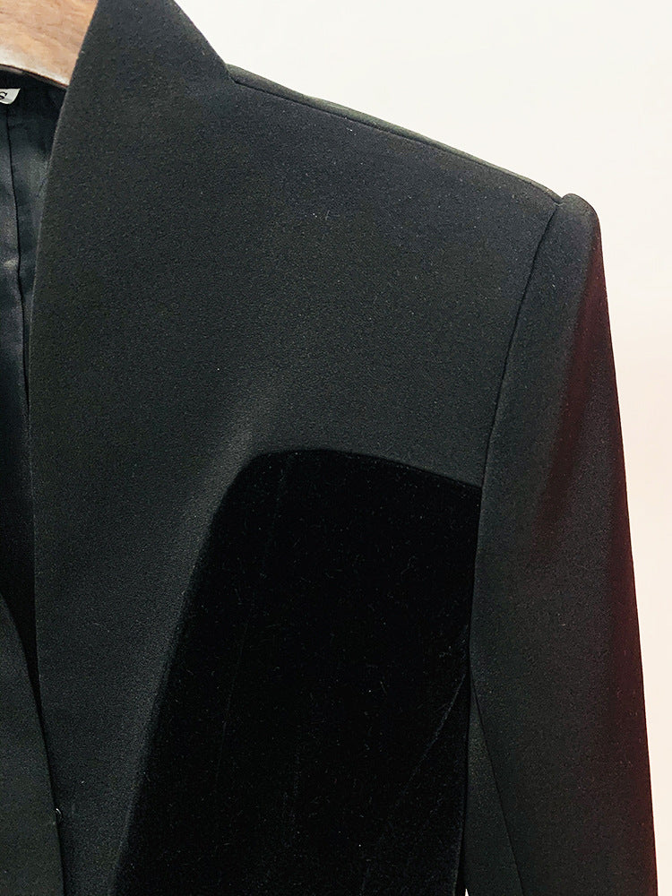 glam blazer in Black with mandarin collar