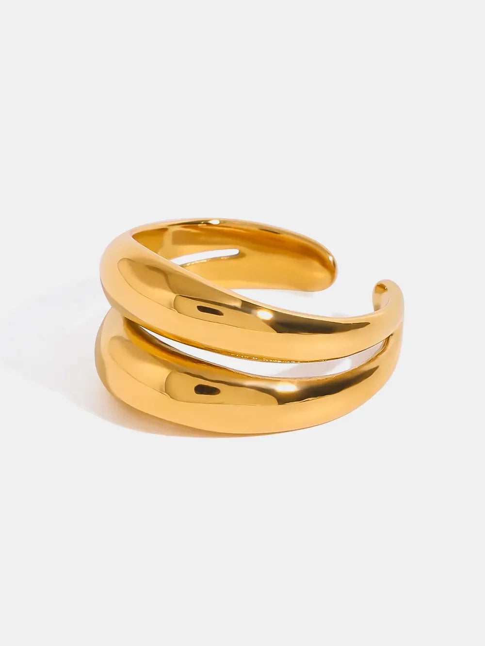 Gold double band open ring with a smooth, polished finish.