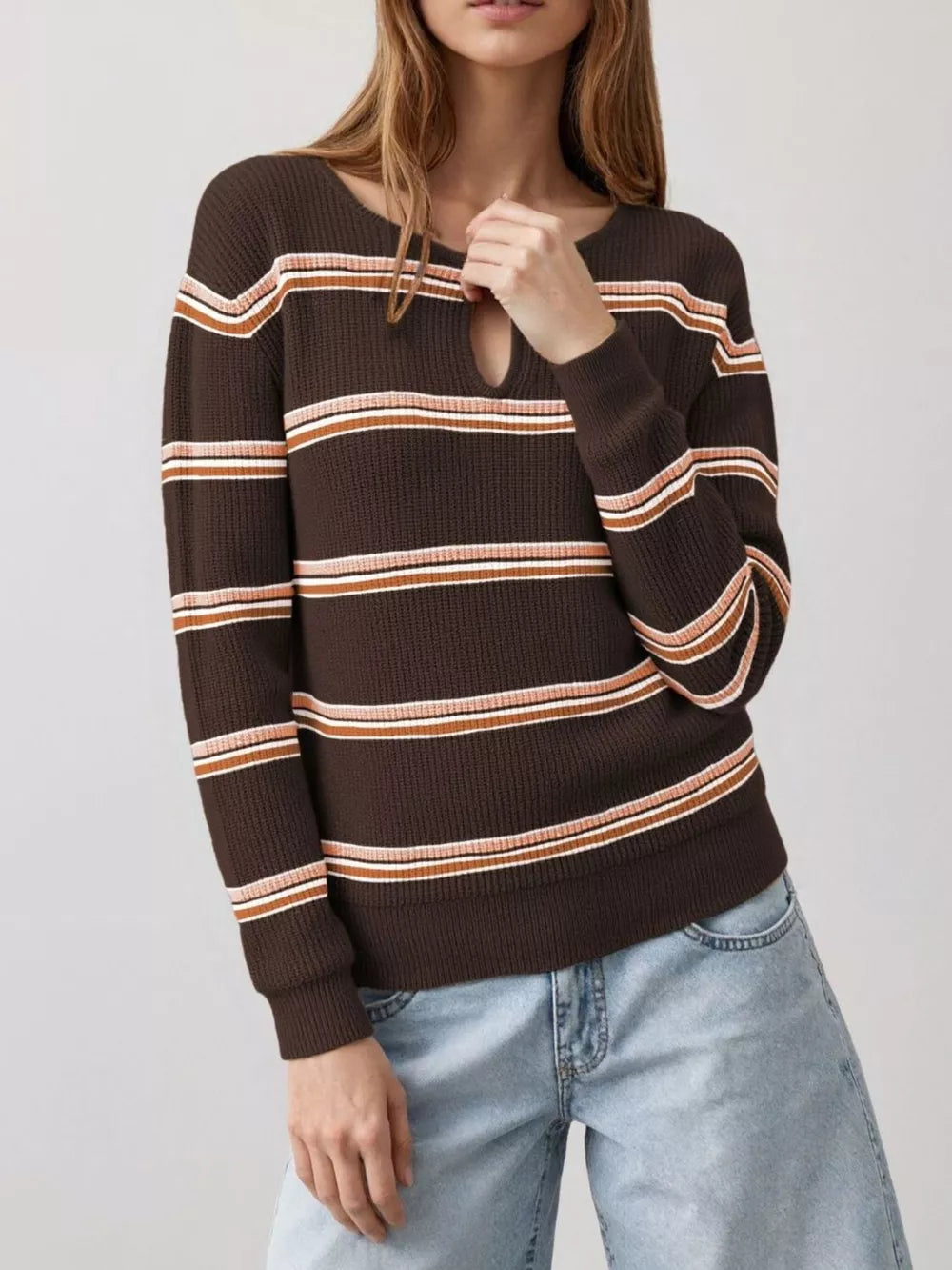 Black pullover sweater with hip-length and pullover