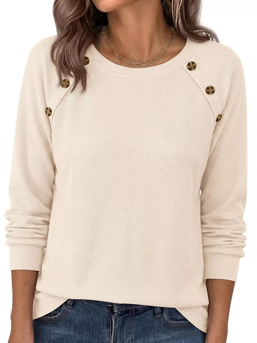 t-shirt in ivory featuring waffle knit texture and regular fit