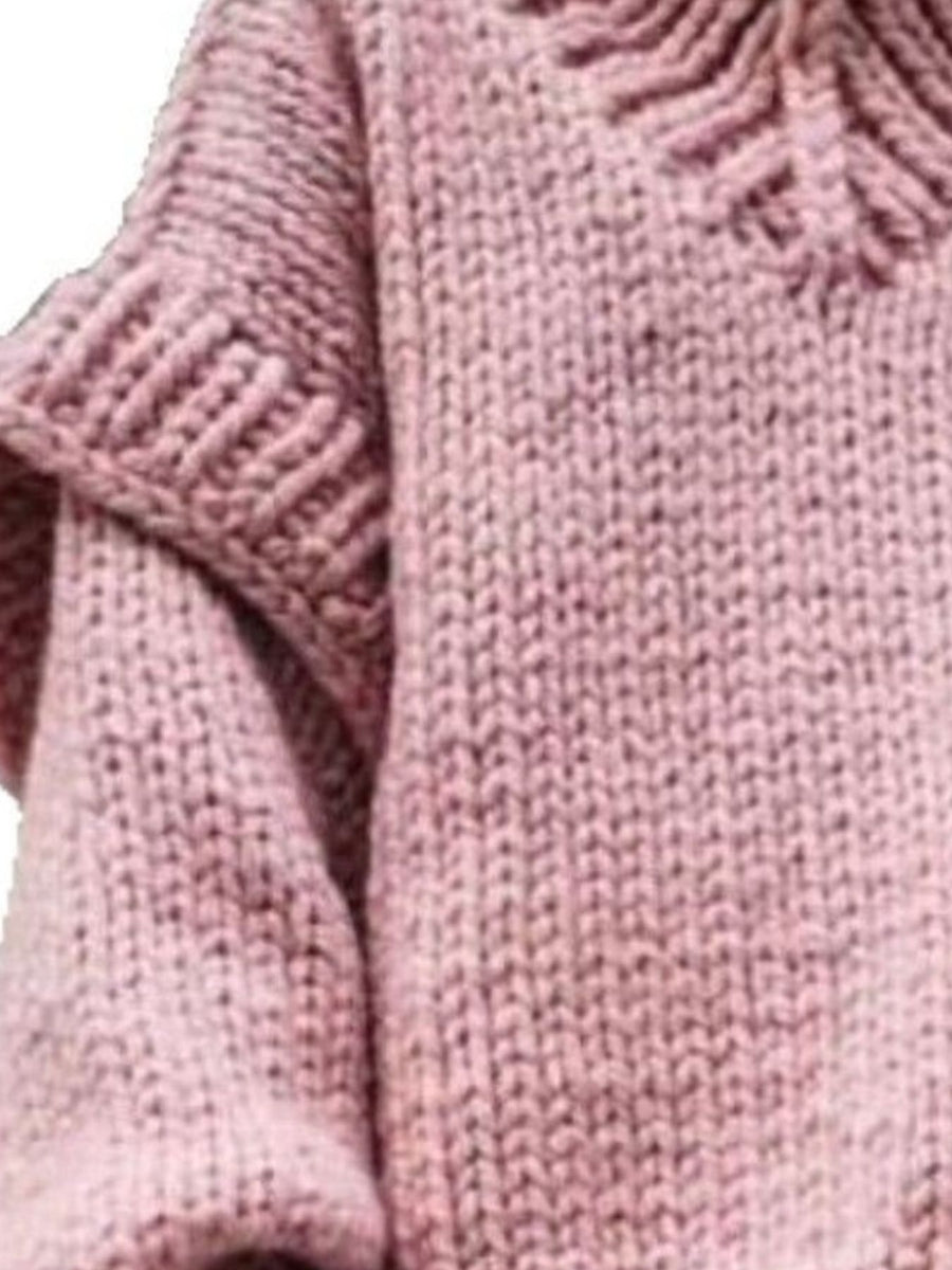 sky blue turtleneck sweater with chunky knit and long sleeve