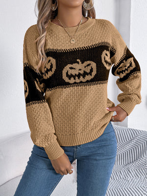 bright orange pullover sweater with pullover and pumpkin