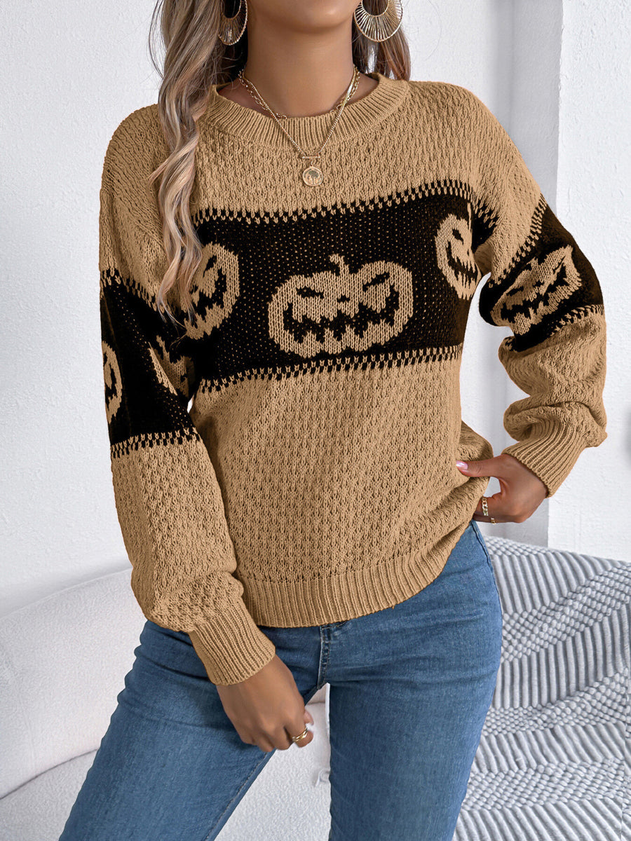 bright orange pullover sweater with pullover and pumpkin