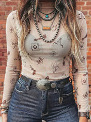 bohemian top in Floral with mock neck