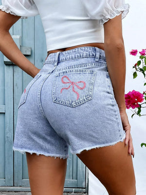 Frayed Hem Denim Shorts in this colorway