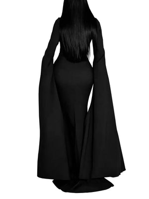 Black maxi dress with maxi and back-zip