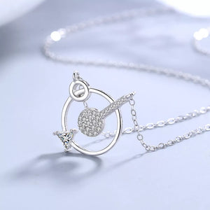 necklace in silver featuring zircon embellishment and geometric fit