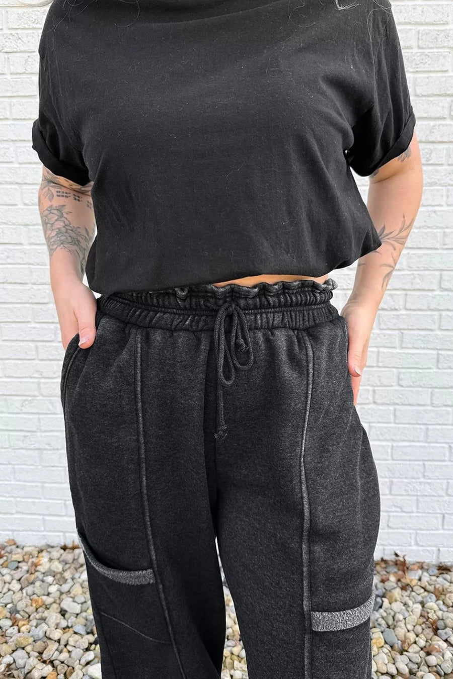 athleisure lounge set in Dark Gray with crew neck