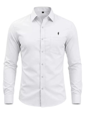 Red Men's Slim Fit Button Up Shirt Plus Size
