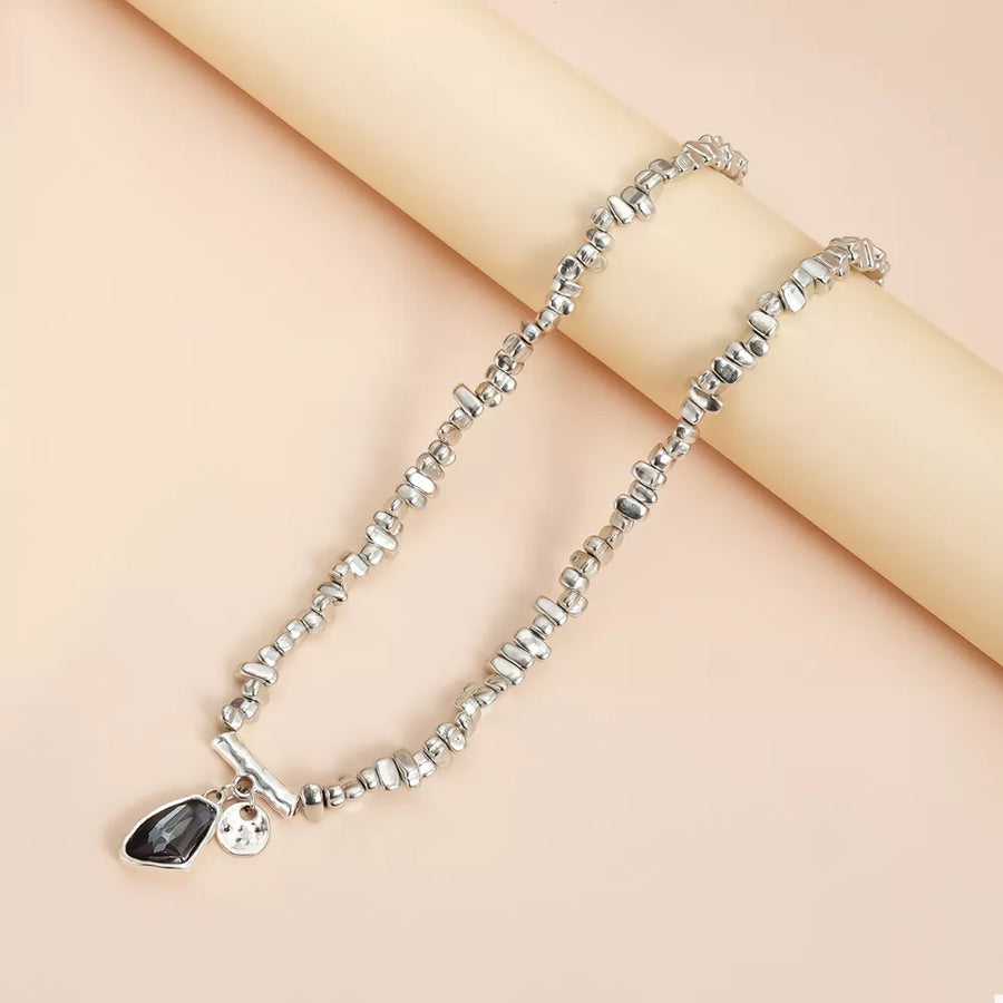Alloy,Silver-plated,Glass Care instructions: Avoid wearing during exercise, as s necklace in Silver with straight silhouette