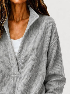 red relaxed sweatshirt with collared