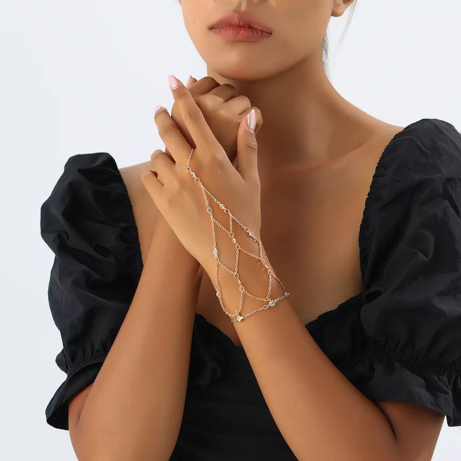 Elegant 18k Gold-plated Chain Bracelet With Rhinestones option 7