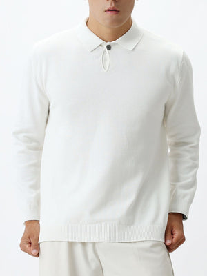 Flower Apricot Color regular pullover sweater with collared