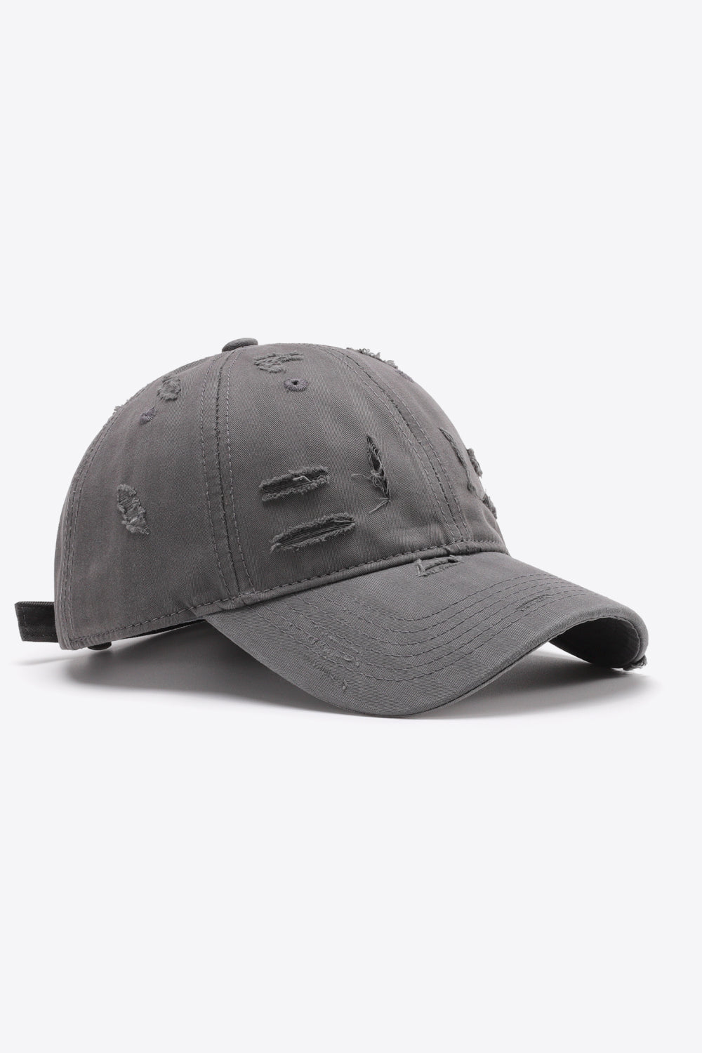 Mid Gray distressed baseball cap with adjustable strap