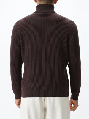 Men's Plus Size Ribbed Knit Turtleneck Sweater in White with ribbed