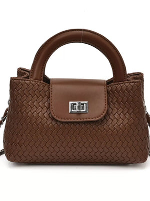 crossbody bag in Brown with woven texture and mini
