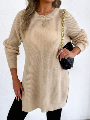 minimalist pullover sweater in Apricot with crew neck