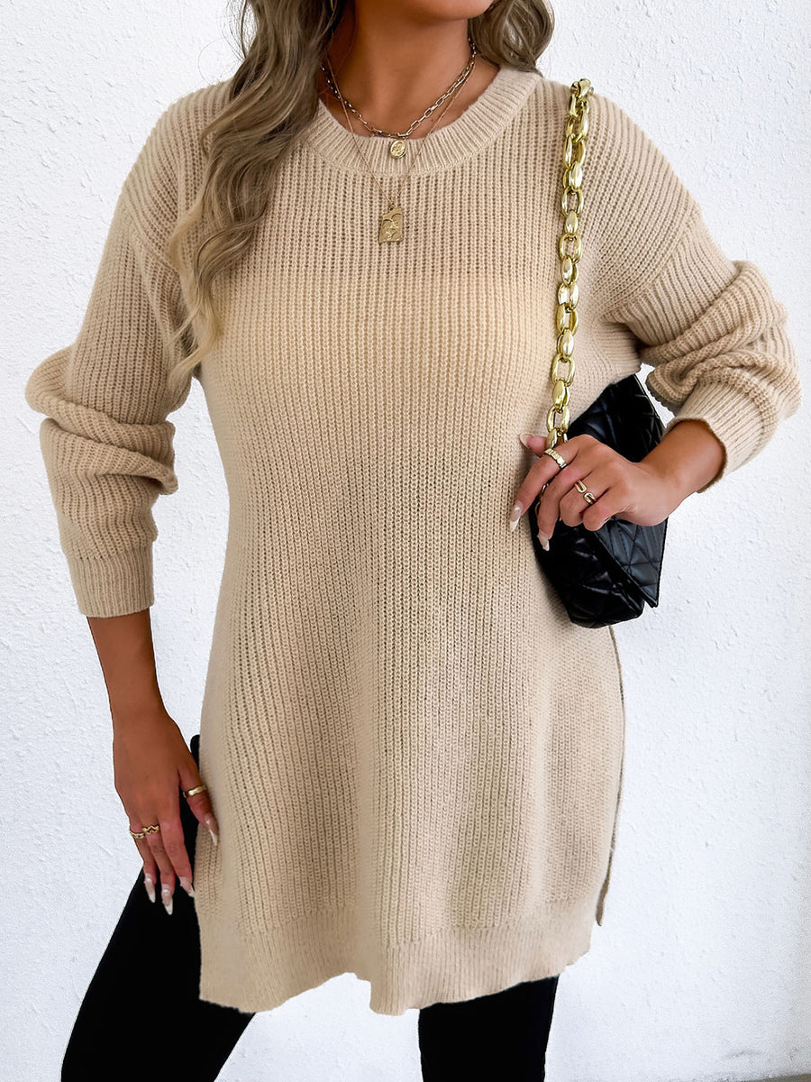 minimalist pullover sweater in Apricot with crew neck
