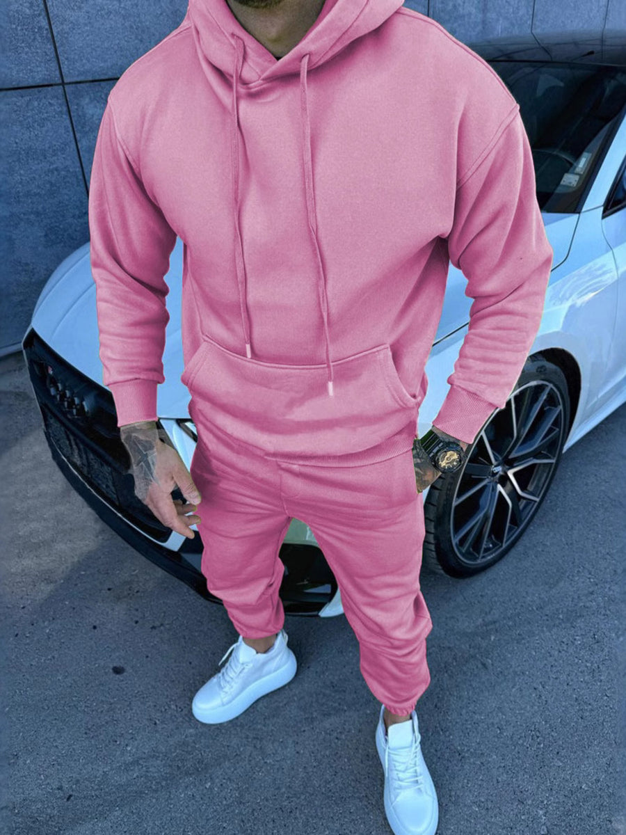 athleisure lounge set in Pink with hooded