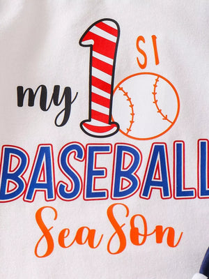 Children's My First Baseball Season Bodysuit Set in Blue