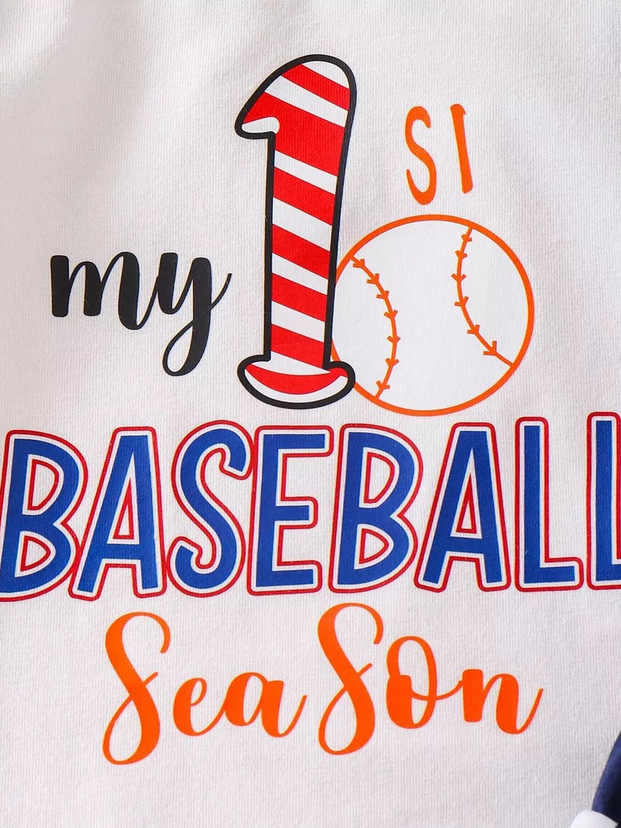 Children's My First Baseball Season Bodysuit Set in Blue