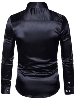 gold slim button-up shirt with collared