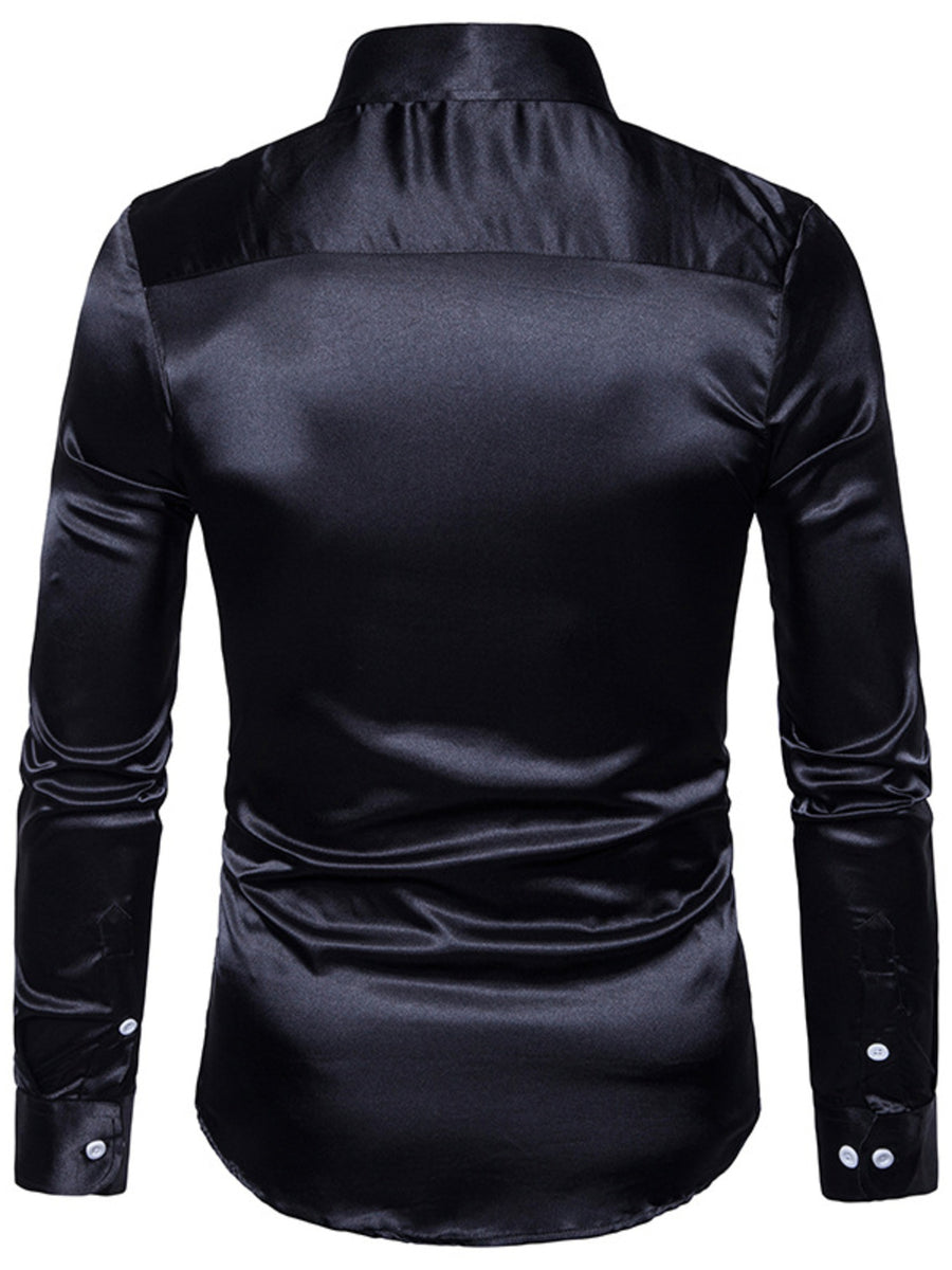 gold slim button-up shirt with collared