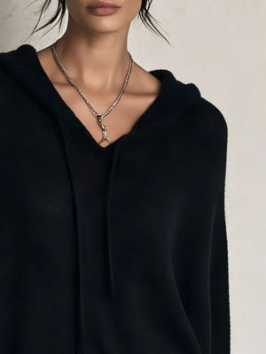 Black oversized pullover hoodie with hooded