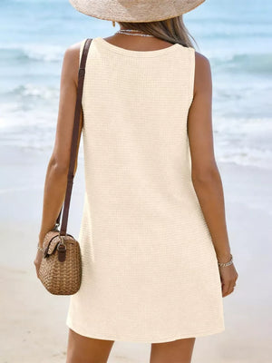 coastal mini dress in Haze Blue with v-neck