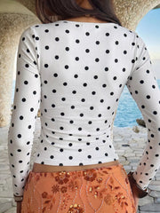t-shirt in White with polka dot and stretch