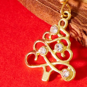 earrings in Gold with christmas-tree motif and dangle