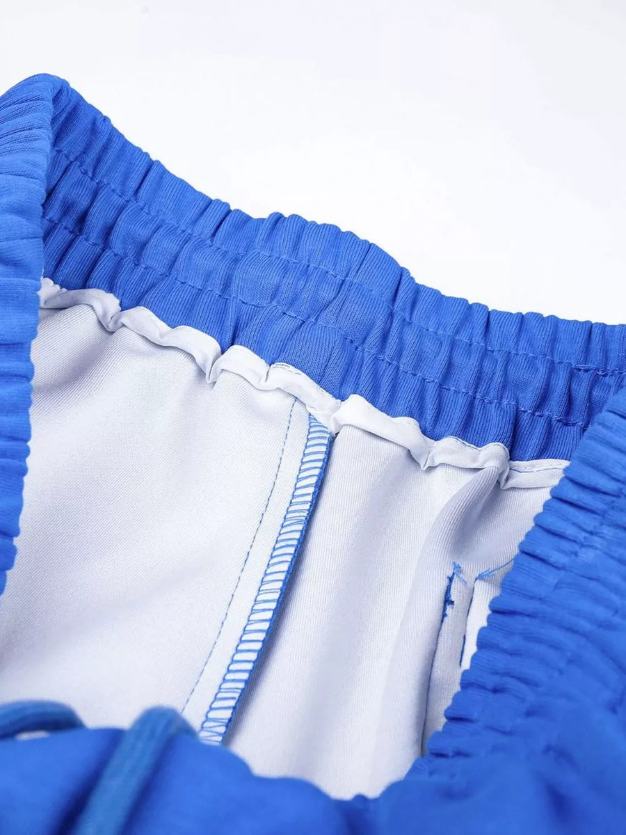 Blue with Men's Number 8 Wide Leg Capris in Blue