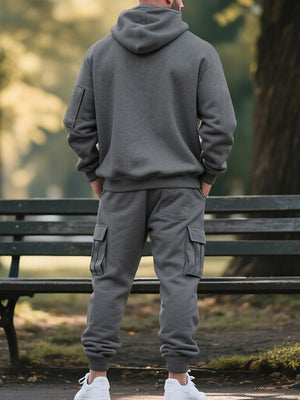 black relaxed lounge set with hooded