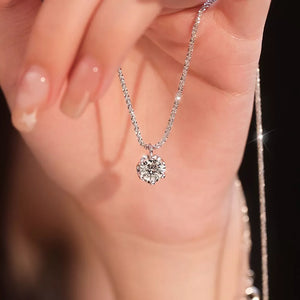 925 sterling silver,Moissanite Carat weight: 1ct Care instructions: Avoid wearin necklace in Silver with delicate silhouette