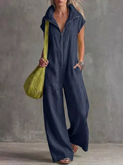red jumpsuit with zipper and sleeveless