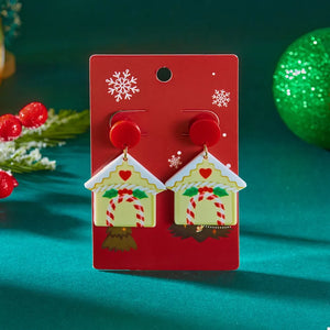 Christmas Acrylic Dangle Earrings in Gingerbread Man with dangle