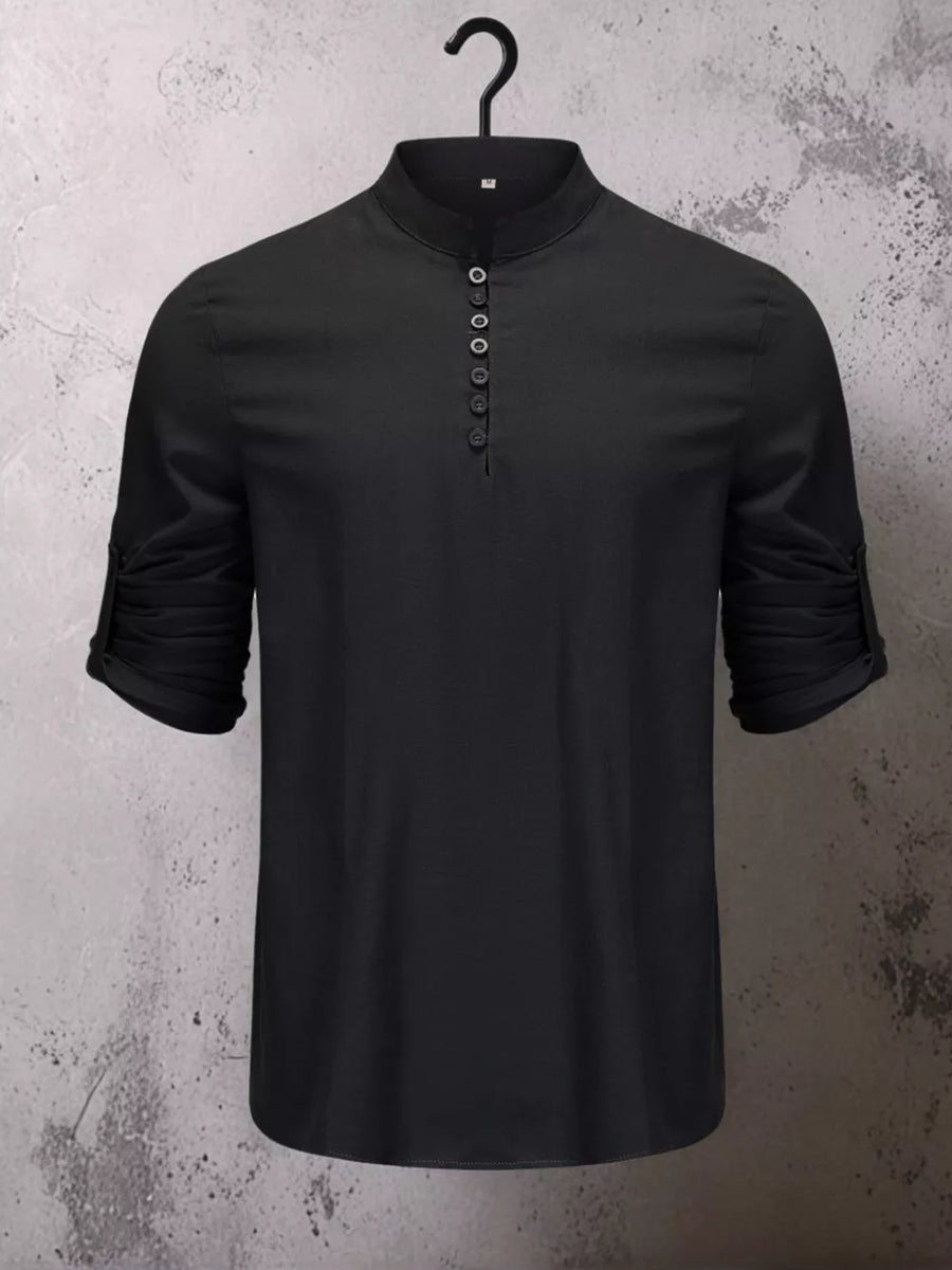 classic button-up shirt in Sky Blue with mandarin collar