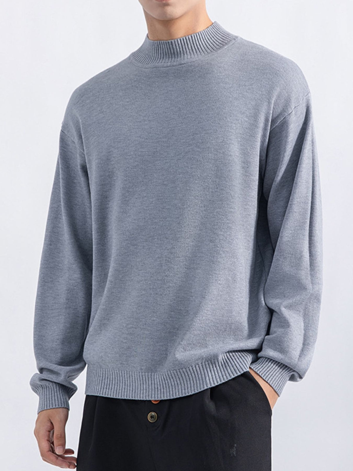 95%polyester,5%spandex Care instructions: Machine wash cold mock neck sweater in Black with regular silhouette