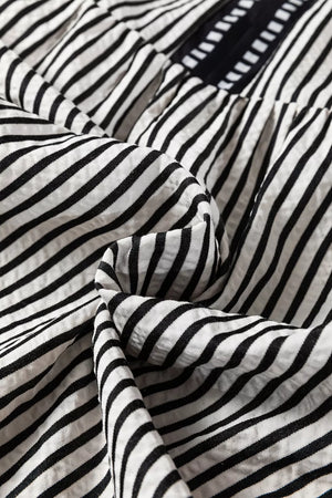 Chic Striped Tiered Midi Dress With Pockets