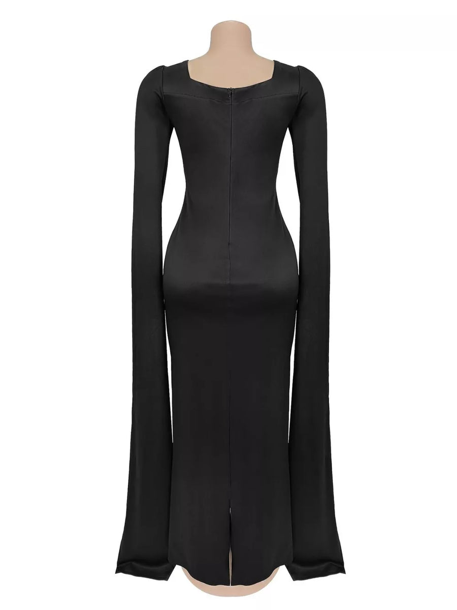 Black maxi dress with maxi and pullover