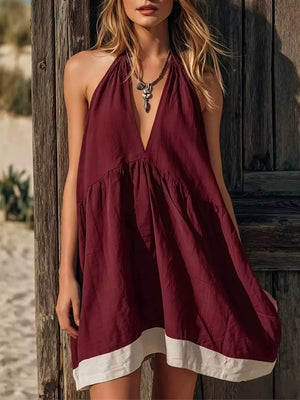 coastal mini dress in Blue with halter