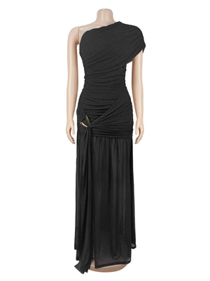glam formal gown in Yellow with one-shoulder