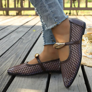 tan flats with mesh upper and not applicable